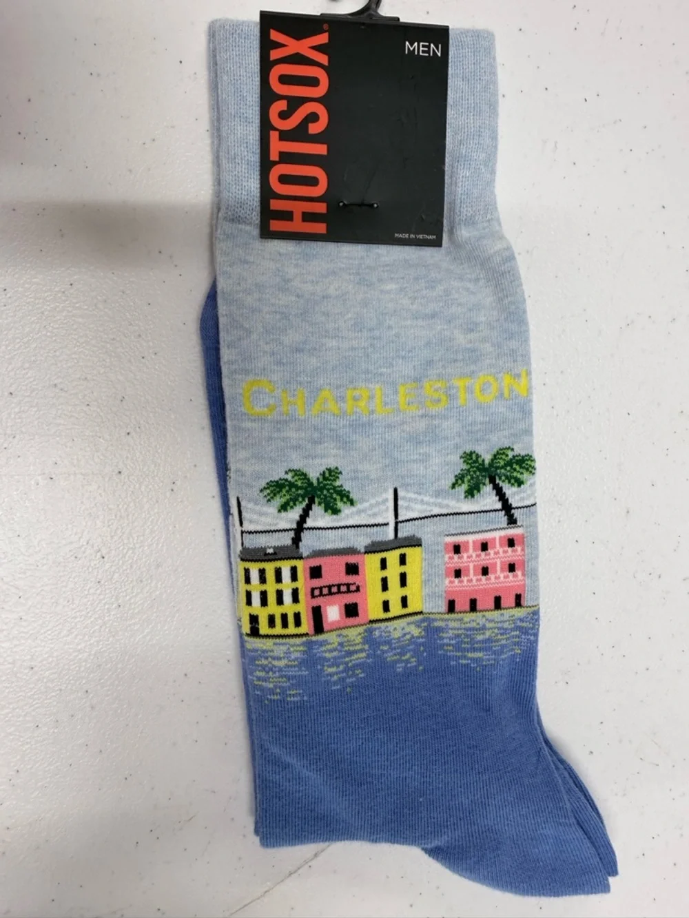 Hot Sox Charleston Waterfront Crew‎ Socks - Light Blue, Royal Blue, Yellow, Pink